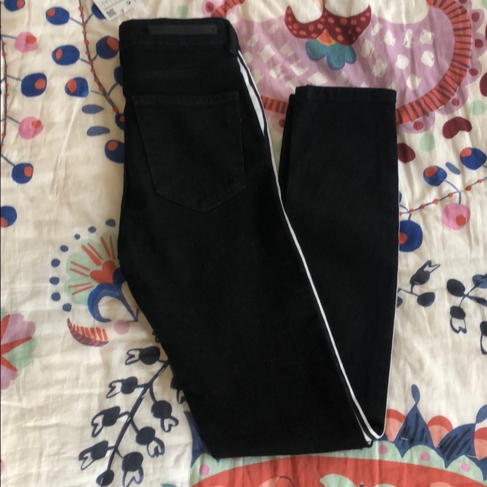 Zara Trafaluc Black with White Stripe Jeans